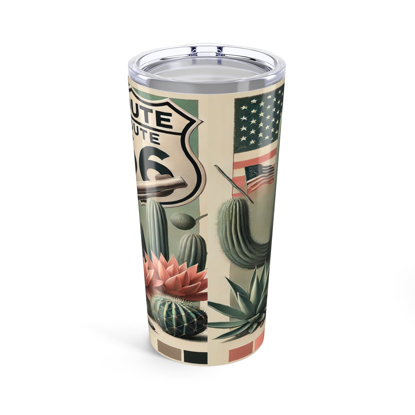 “Route 66 Desert Bloom Tumbler – Retro Western Elegance”