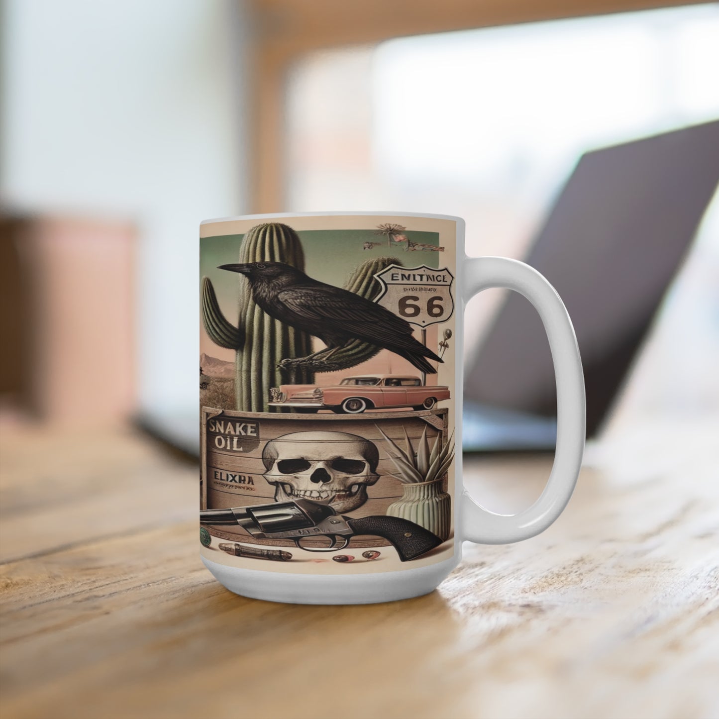 Route 66 Vintage Mug - 15oz Cactus & Skull Design