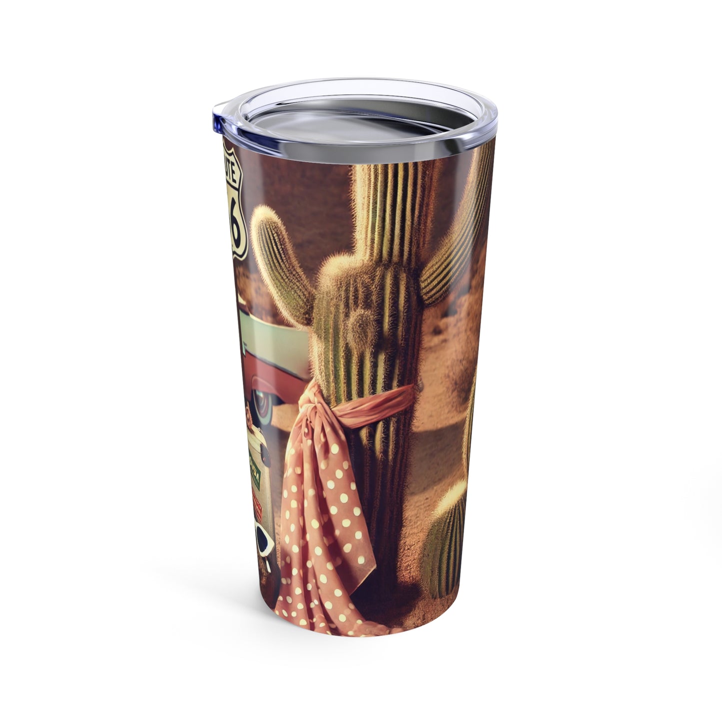 Retro Route 66 Travel Tumbler 20oz - Vintage Desert Vibes