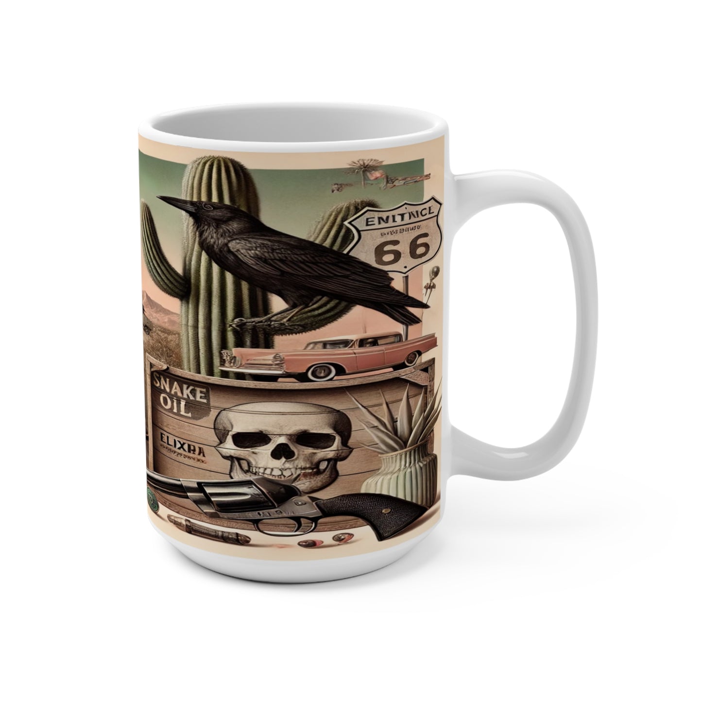 Route 66 Vintage Mug - 15oz Cactus & Skull Design