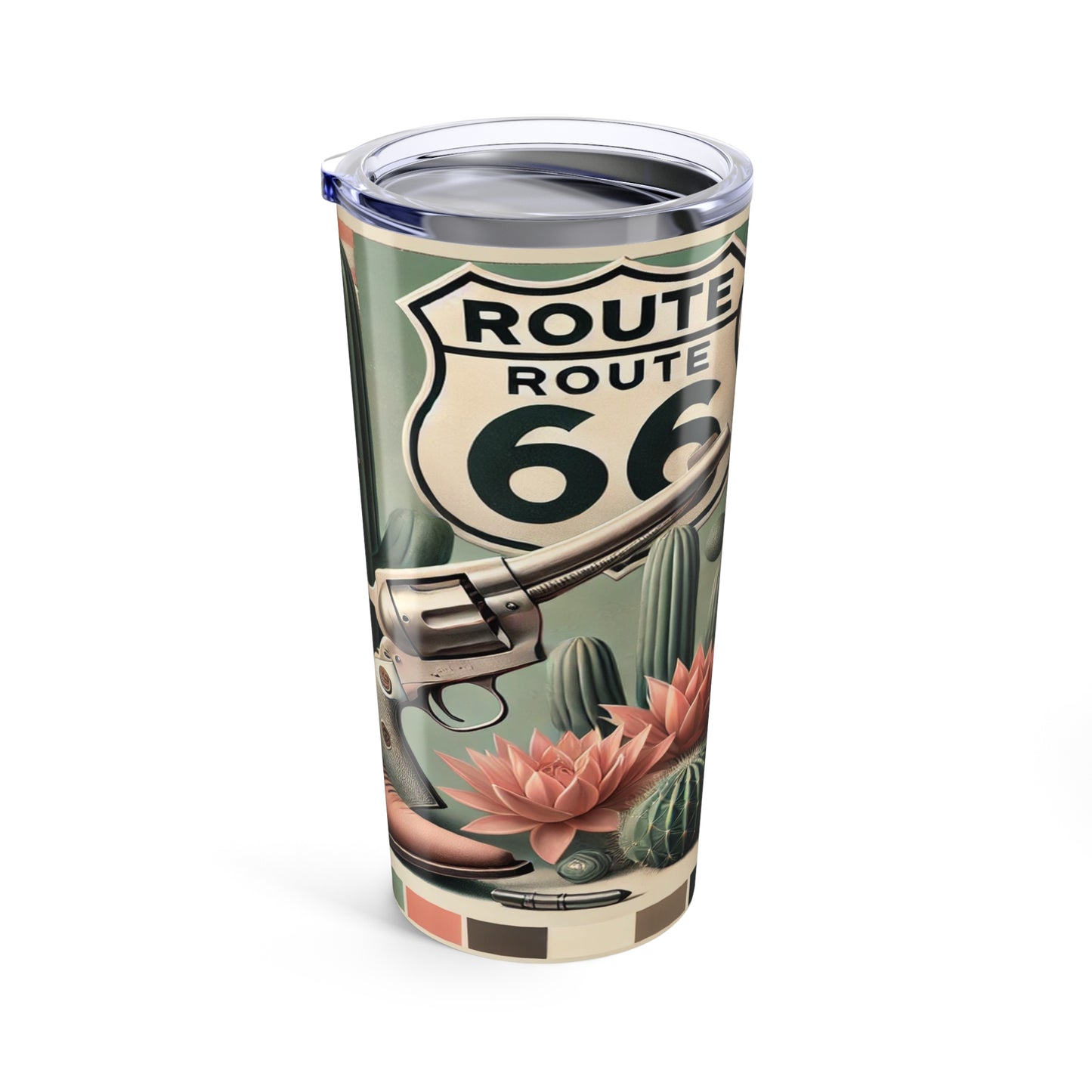 “Route 66 Desert Bloom Tumbler – Retro Western Elegance”