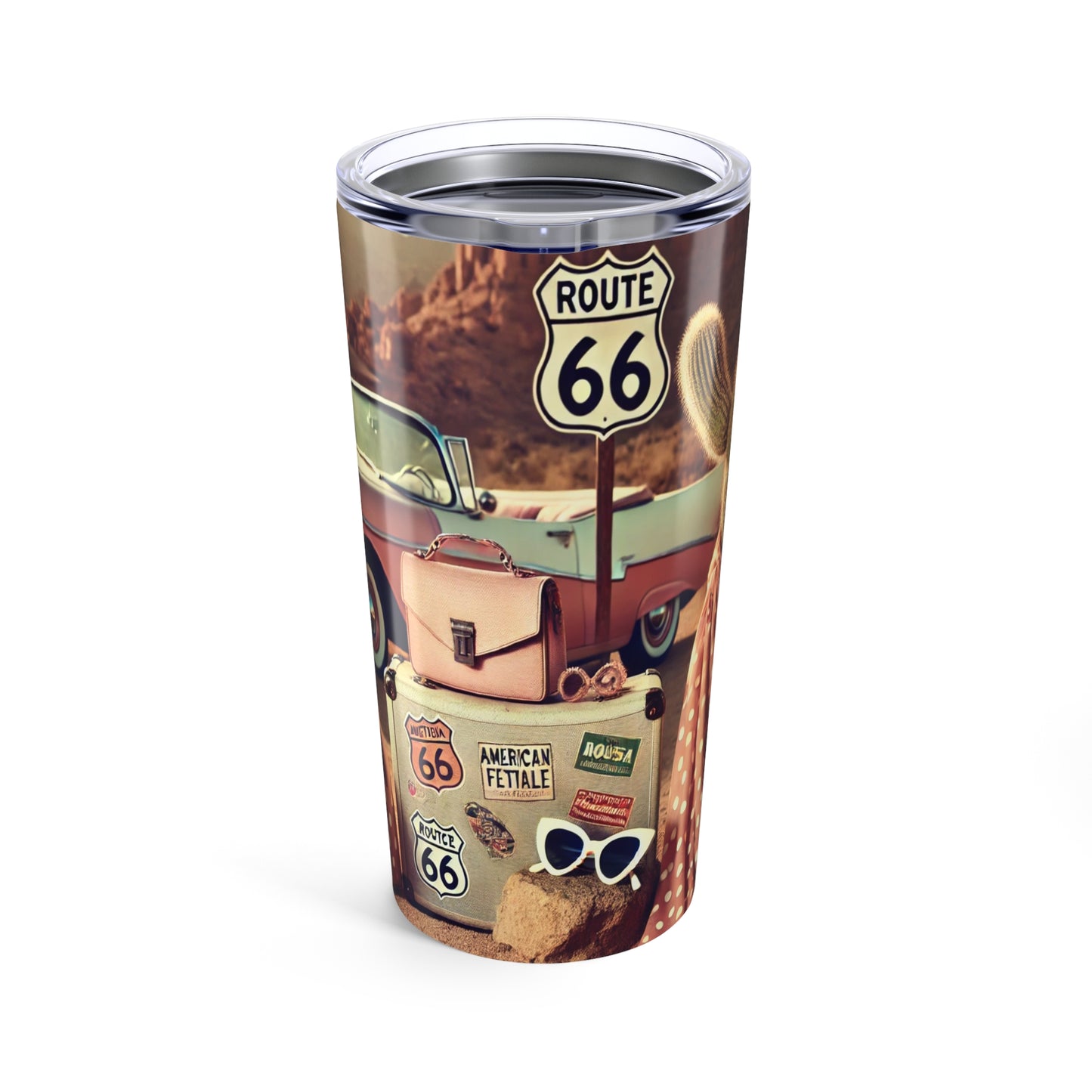 Retro Route 66 Travel Tumbler 20oz - Vintage Desert Vibes