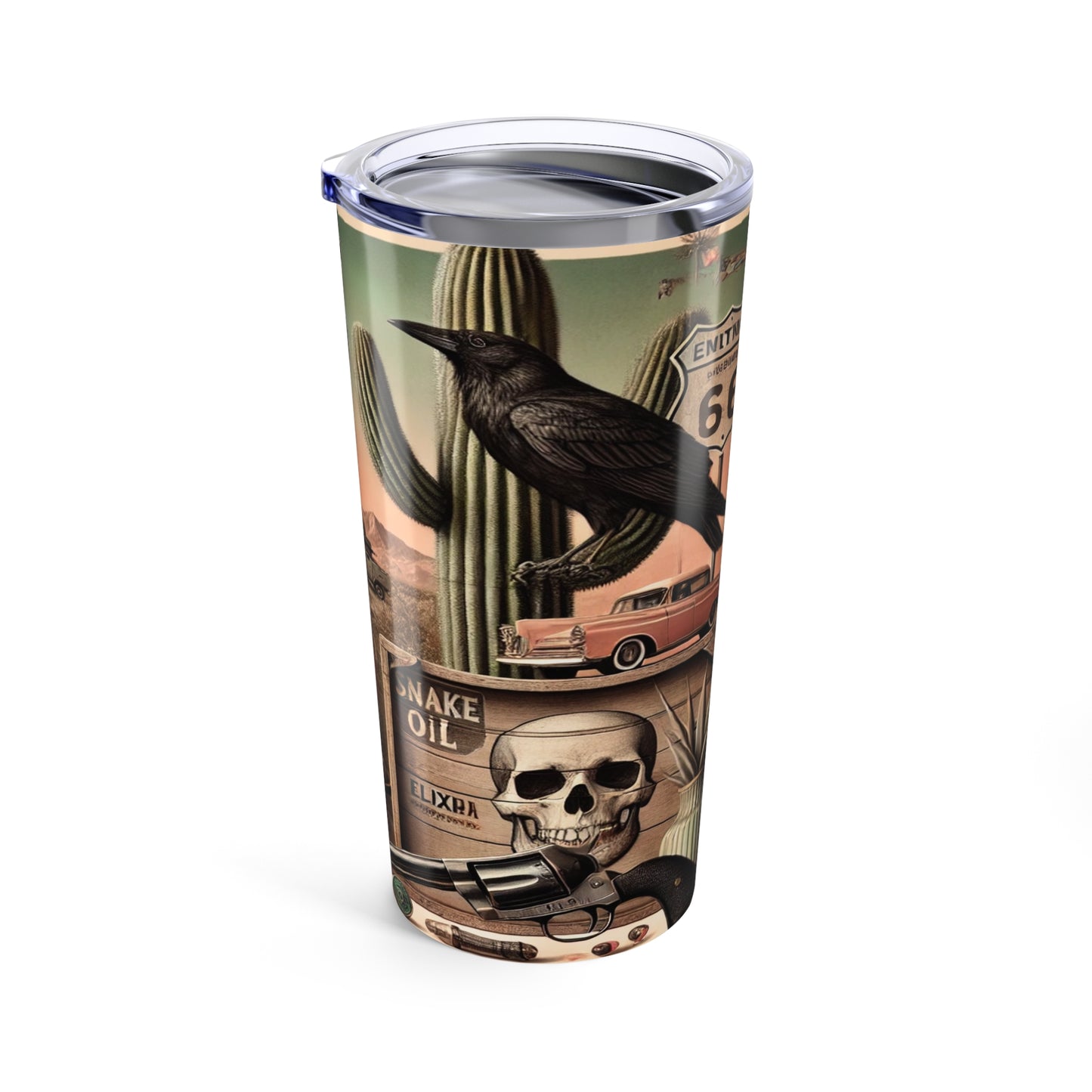 “Route 66 Snake Oil Tumbler – Vintage Desert Adventure with a Dark Twist”