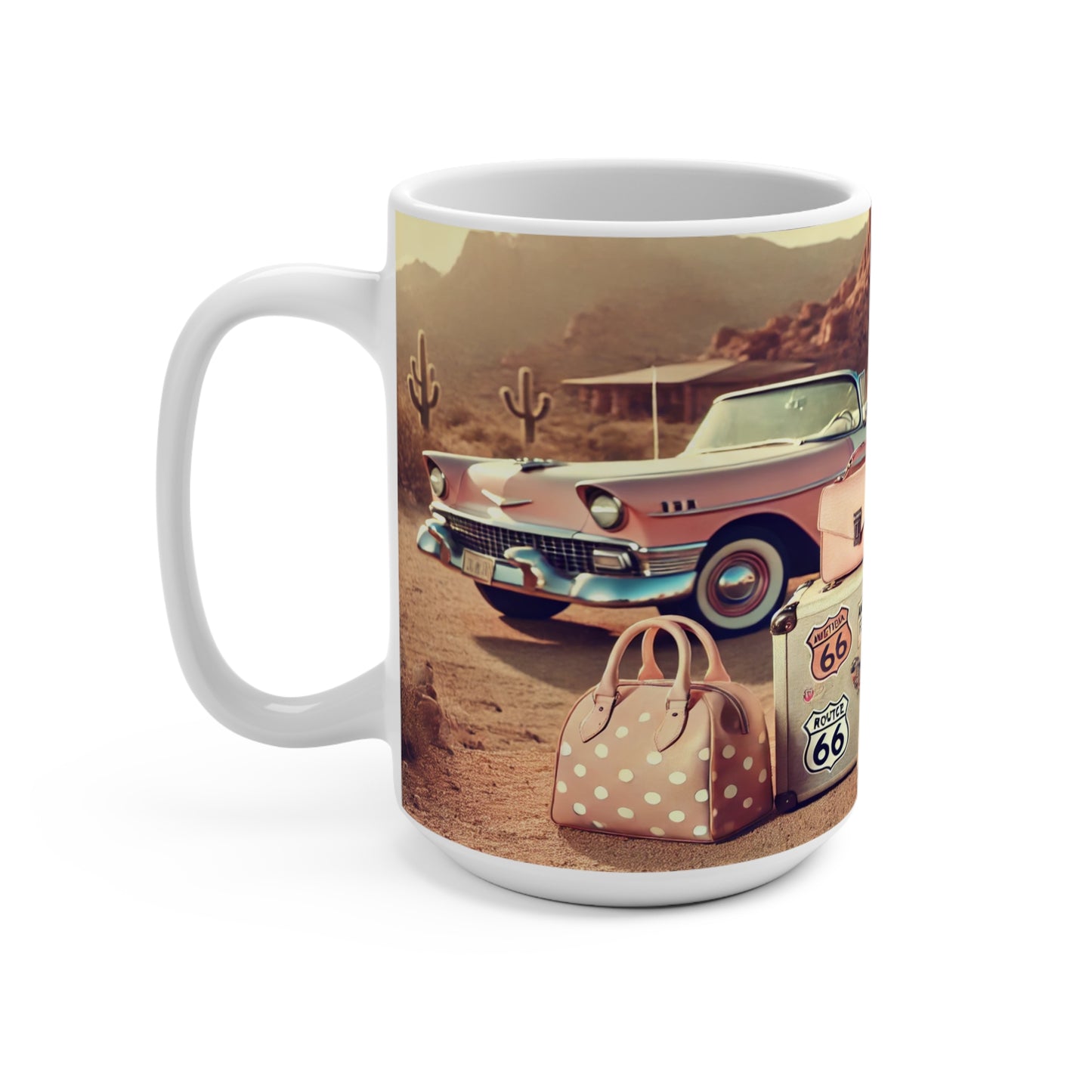 Vintage Route 66 Mug - 15oz Retro Travel Coffee Cup