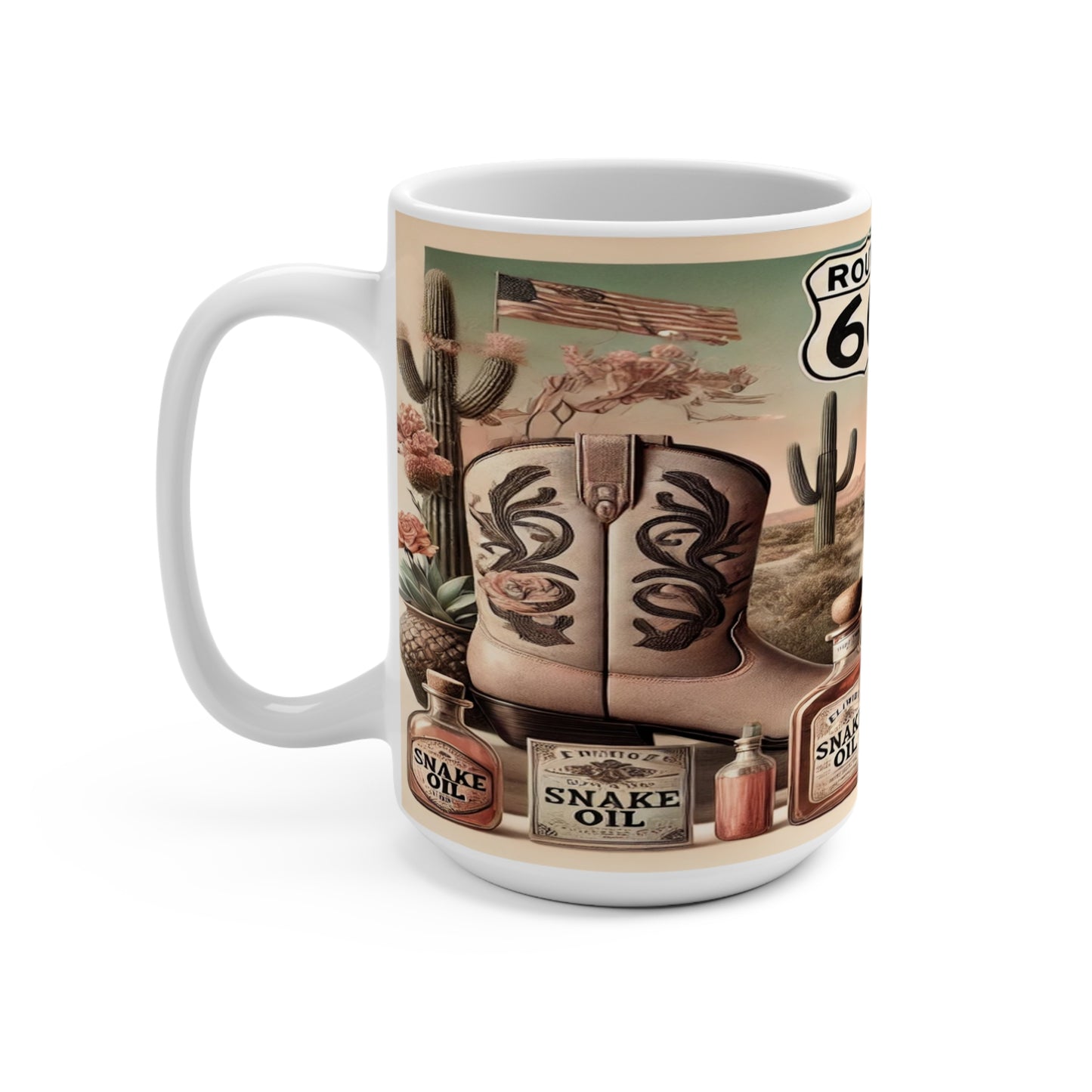Route 66 Vintage Mug - 15oz Cactus & Skull Design