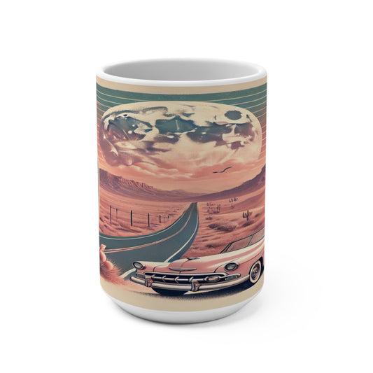 Vintage Route 66 Mug - 15oz Classic Car Design for Road Trip Enthusiasts