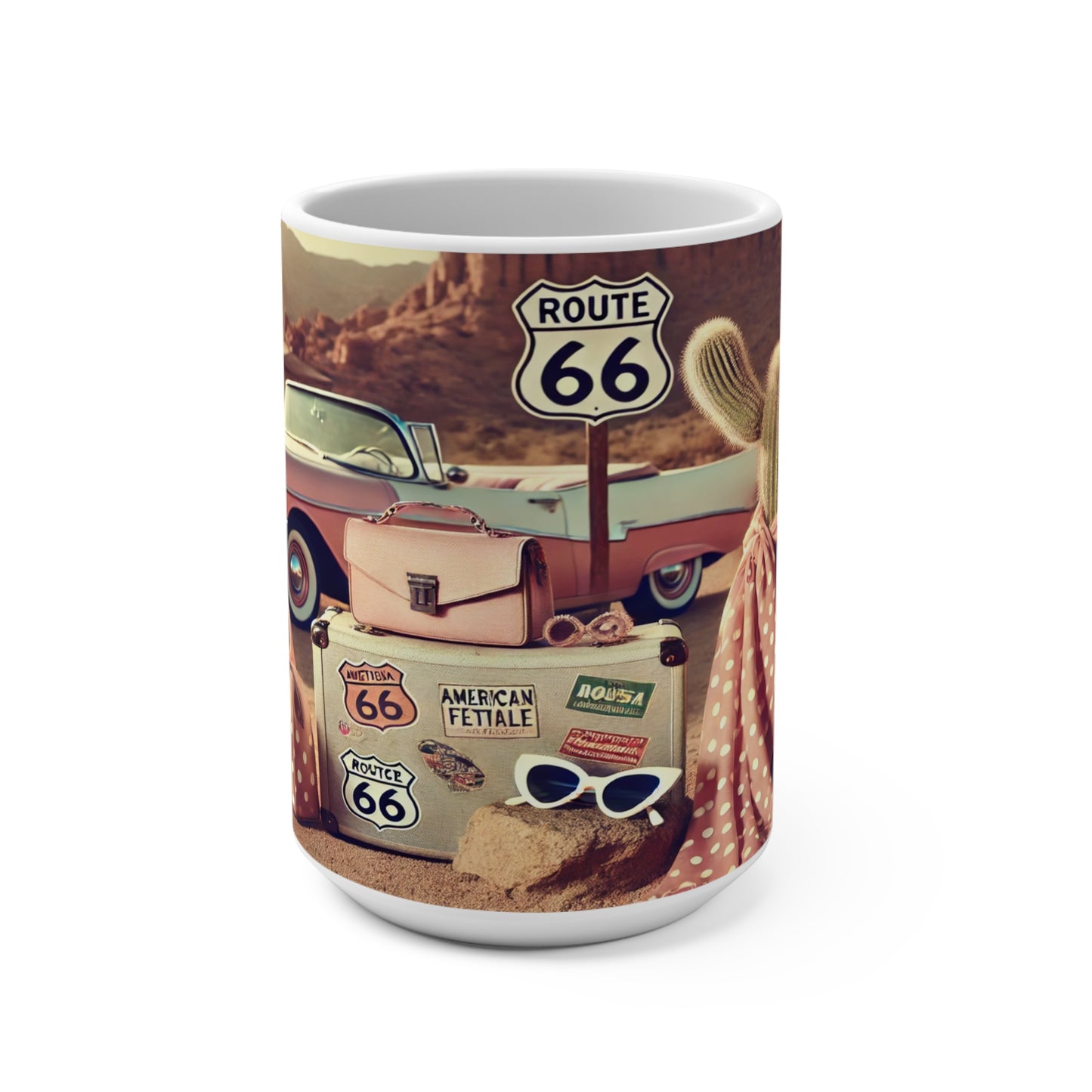 Vintage Route 66 Mug - 15oz Retro Travel Coffee Cup